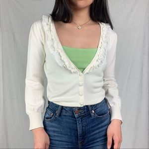 urban behaviour small white frill trim cardigan